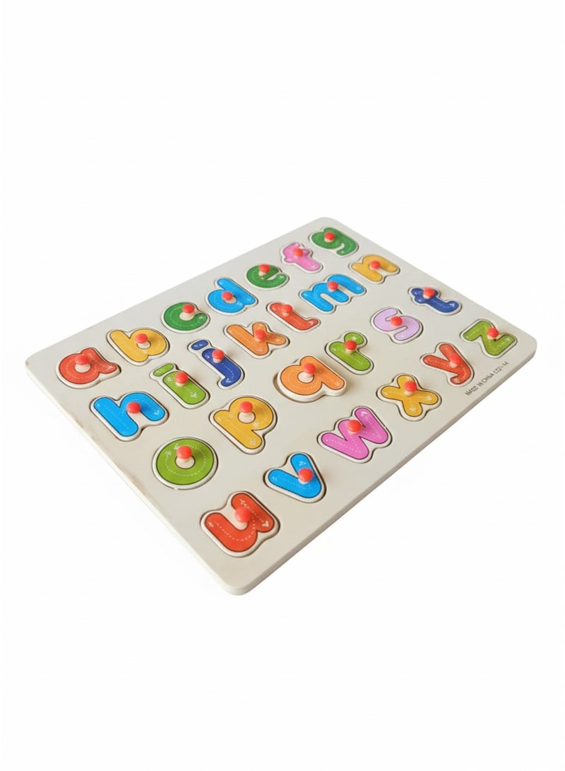 Clicko Wooden Alphabet Puzzle Set for Kids - Capital & Small Letters Jigsaw Peg Board Toy - Image 3